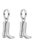 Purelei Pendientes Boots – resistentes al agua | Pendientes de aro con colgante de barco vaquero de acero inoxidable | chapado en oro de 14 K, plata y oro rosa de 18 quilates | pendientes modernos