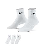 NIKE Men's U Nk Everyday Cush Ankle 3pr Socks, White, L UK