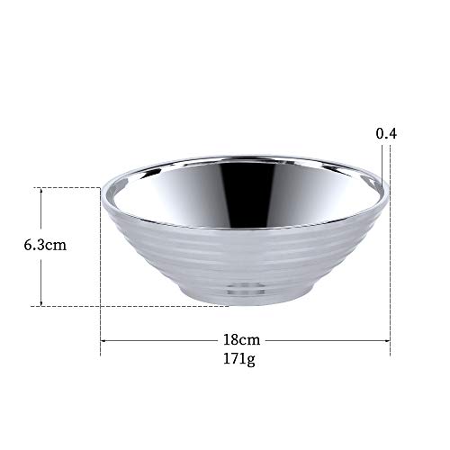 Bols à ramen en acier inoxydable 18/8 de 18 cm argentés par 2