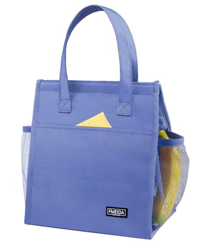 Fmeida Insulated Lunch Bag Women, 9L Large Lunch Bags with Multiple Pockets, Reusable Thermal Cooler Tote for Work, Office, Picnic, Travel | Hook and Loop Closure, Purple