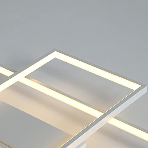 Geadi Dimmable Ceiling Light, 41.3In Flush Mount Ceiling Lamp Remote Control Modern Chandelier, 68W Square White Acrylic Close To Ceiling Light Fixtures For Bedroom Living Room #TOP7