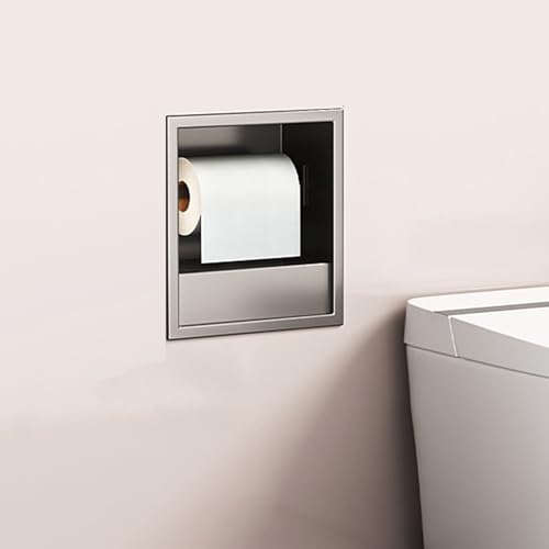 Generisch Duschablage aus Edelstahl, wasserdicht, zur Wandmontage, mit Toilettenpapierhalter, flächenbündige Badezimmerablage, auch für Küche, Wohnzimmer und Hotel geeignet.