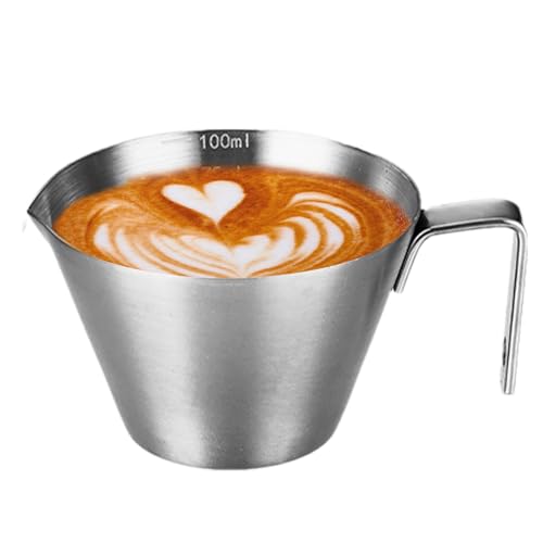 Chope à mesurer en métal - Pichet à mousse à café - Tasse avec poignée et graduation - Verre doseur en métal pour cafés