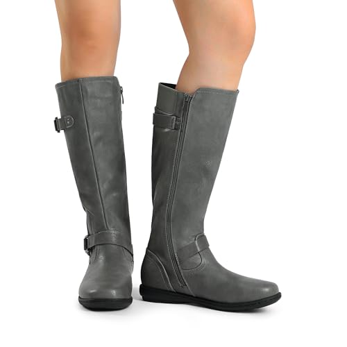 DREAM PAIRS Women's Faux Fur-Lined Knee High Winter Boots Fall Tall Boots,Size 6,Grey,TRACE