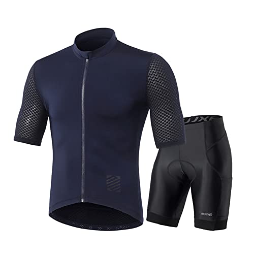 Ensemble de cyclisme bleu foncé taille M avec maillot et cuissard rembourré pour homme