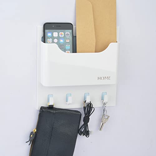 Bedside Shelf Organizer,Stick On Adhesive Wall Mounted Floating Shelf Entryway Mail/Keys Holder For Phone,Glasses,Remote Control - Good For Home,Dorm,Bedroom,Office (Horizontal Type/White) #TOP6