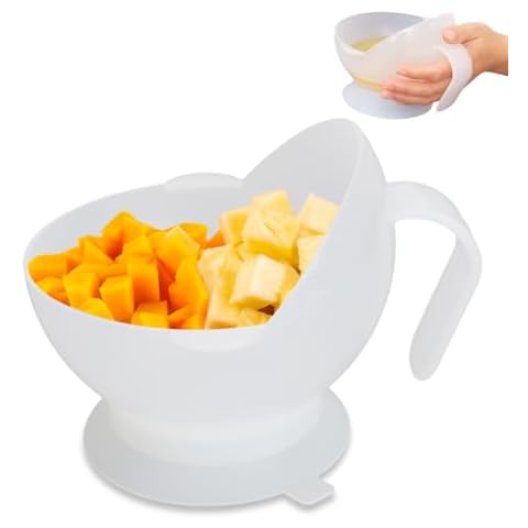 Spill Proof Scoop Bowl, Self Feeding Adaptive Bowl Adaptive Eating Utensils with Handle and Suction Base for Adults Elderly Disabled, Parkinson’s, Dementia Cover
