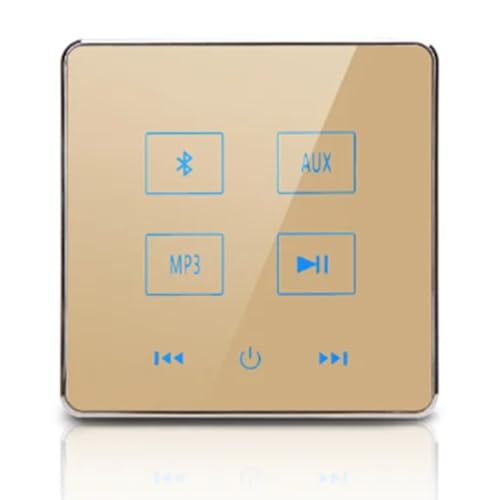 SAROAD Amplificador de Pared Bluetooth para Cine en Casa, Pantalla Táctil, Panel de Música, de Audio de Fondo para el Hogar, Compatible con Tarjeta USB TF (Dorado)