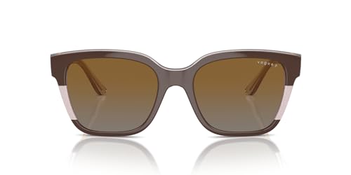 Vogue Eyewear VO5558S Sunglasses, Brown/Transparent Rose Glitter/Grey Gradient Brown Polarized, 55 mm