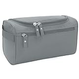Buruis Toiletry Bag for Men and Women, Waterproof Wash Bag Dopp Kit with Hook, Portable Shaving Bag Toiletry Organizer for Travel, Shower, Trip, Vacation, Gym (Gray)