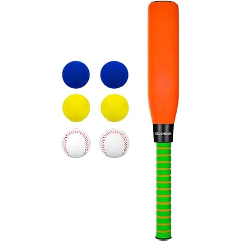 CeleMoon 22 Inch Foam Baseball Bat with 6 Soft Balls for Kids Toddlers Youths Outdoor Indoor Sport T Ball Game Playing (Orange) Cover