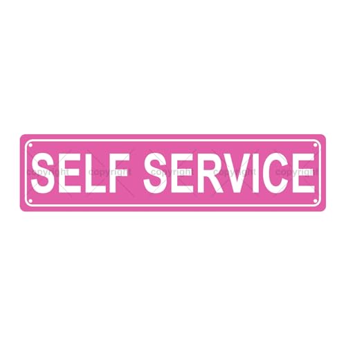 SELF SERVICE ATTENTION Metal Tin Street Sign Bar Cafe Garage Cave Home Room Wall Bathroom Farmhouse Garden Porch Patio Decor, 16 x 4 Inch