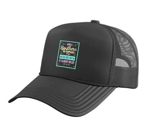 Southern Woman with Attitude Down South Trucker Hat with Adjustable Mesh Back, Black
