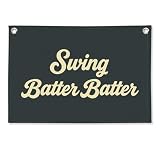 KERNDBSDF Baseball Room Decor, Sports Nursery Canvas Wall Hanging Banner, Swing Batter Batter Baseball Wall Banner Flag for Kids Room Bedroom Playroom Decor, 20x30 Inch