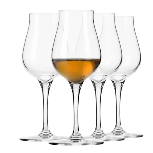Krosno Juego de copas snifter para brandy y coñac, cata de ron | Juego de 4 | 110 ml | Colección Avant-garde | Para casa, restaurantes y cocina | Apto para lavavajillas | Cristal sin plomo