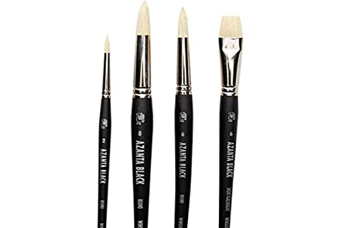 Winsor & Newton Azanta Black Set de 4 Pinceles de Mango Corto, Negro