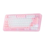 KiiBoom Phantom81 Lite 75% Gasket Mechanical Keyboard, QMK&VIA programmierbar, 3 Modi Wireless Gaming Keyboard, RGB, ABS-Gehäuse + UV-Technologie, Hot-Swap-fähig für Windows/Mac/Linux (Rosa)