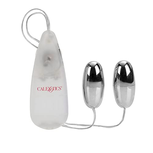 Calexotics Pocket Exotics Wired Remote Double Bullet Vibrator - Sex Toys For Couples - Adult Vibe Eggs Massager - Silver #TOP1