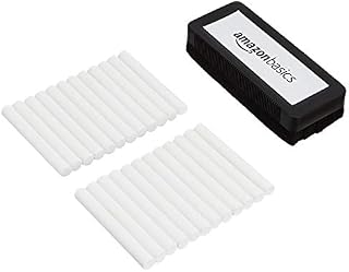 AmazonBasics Dustless Chalk with Eraser, White, 24 Pack