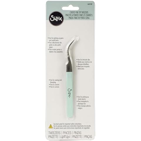 Sizzix Curved Fine Tip Tweezers for Intricate Projects, Scrapbooking, Cardmaking, One Size, Multi Color, Multicolour Cover