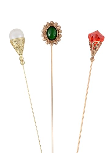 Image of Alilang 3Pcs Vintage Style Hat Lapel Brooch Pins with Flexible Bendable Design for Secure Fit on Hats, Scarves, and Suits