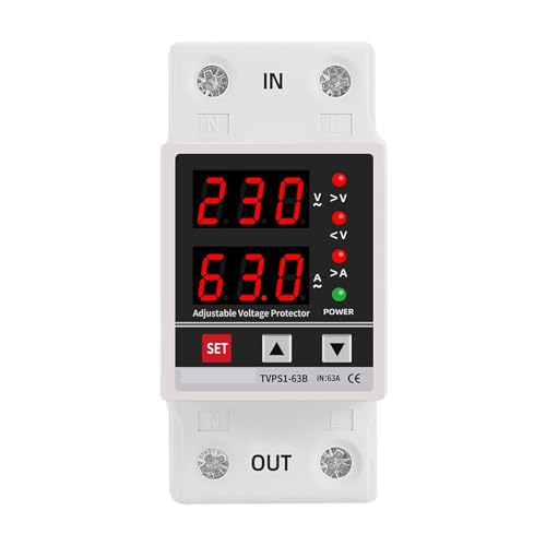 Protector contra sobretensiones carril Din ajustable 63A con relé digital protección 230V 3