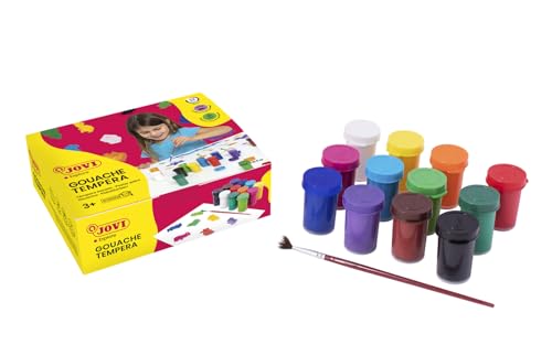 Jovi Plakatfarben Set, Tempera für die Schule, auf Wasserbasis, 12 Farben je 15 ml