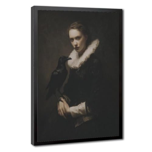 Poster gothique sur toile femme corbeau de qualité artistique pour salon élégant