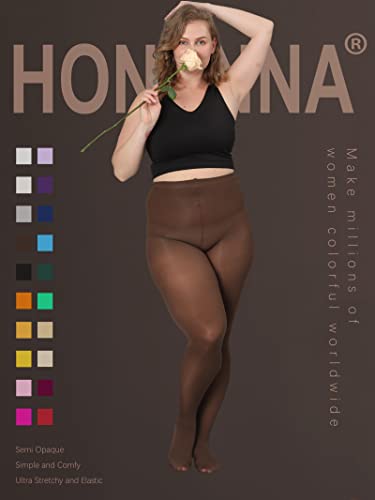 Image of HONENNA Queen Plus Size Tights Semi Opaque Control Top High Waist Stockings Nylons Pantyhose for Women 1X 2X 3X 4X 5X 6X