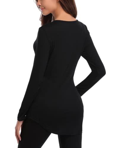 Iclosam Long Sleeve Merry Christmas Tops For Women Cute Casual Tee Shirts Cotton Blend Tunic Lightweight Holiday Shirts Black M #TOP4