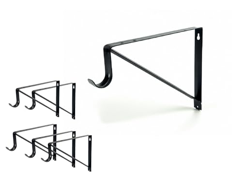QCAA Heavy Duty Non-Adjustable Shelf Rod Bracket, 12.6" x 10.5", Powder Coated Black, Made in Taiwan, 6 Pack by QCAA - Used condition - US$26.17