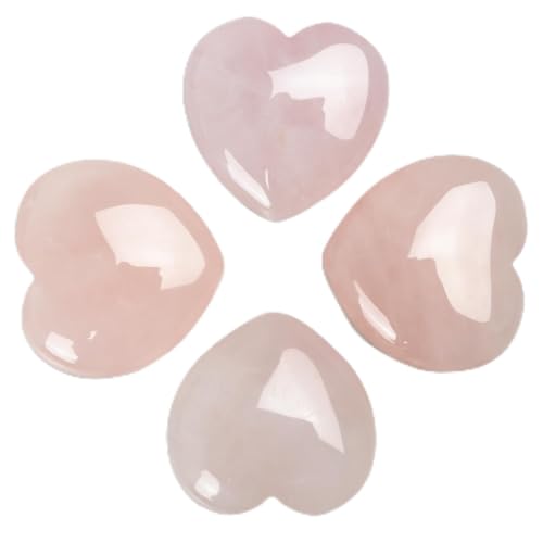Rose Quartz Heart Worry Stones, 1.2 Inch, Set of 4