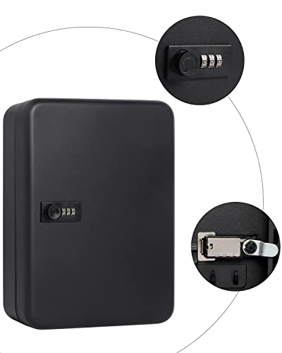 Lovndi Caixa de chave com trava de combinação, armário de chave com 48 ganchos para organizador de c