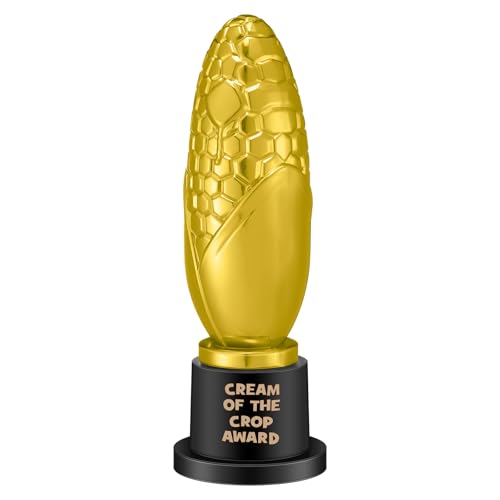 Tondiamo Small Trophy Celebrate the Top Award 6 Inch Tall Plastic MVP Funny Game Small Trophy and Awards for Employees Boss Custom Competition Gifts(Corn)