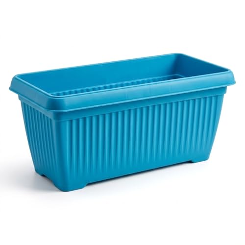 Image of Bello Rectangle 30cm Blue Plastic Planter | Rectangular Flower Pot for Home & Garden (Pack of 1)