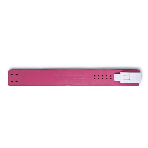 Image of 10MM Lever Gym Belt for Men & Women | 100% Full Grain Genuine Leather Powerlifting Belt | IPF Standard Weight Lifting Belt | Pink Belt with White Buckle | Size Medium