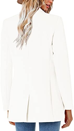 Womens Oversized Casual Blazers Open Front Long Sleeve Work Office Jackets Blazer White #TOP2