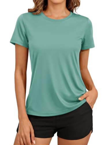 TACVASEN Women's Short Sleeve Workout Shirts UPF 50+ Sun Protection Quick Dry Athletic Tops for Running Gym Tee