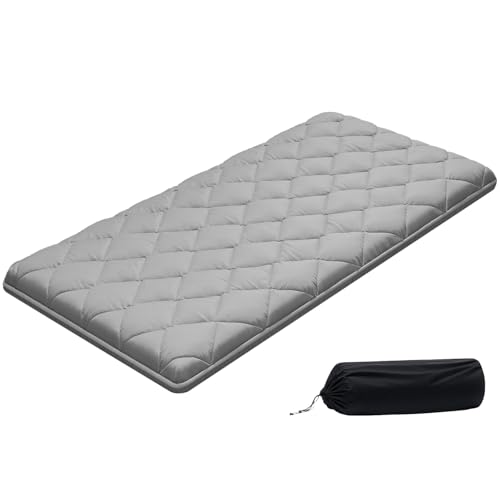 VEVOR Colchón Futón Japonés Individual, Tatami Plegable Transpirable, con Bolsa de Almacenamiento y Herrajes de Montaje, Estructura de 9 Capas, para Meditación y Yoga, Gris, 2032 x 991 x 89 mm