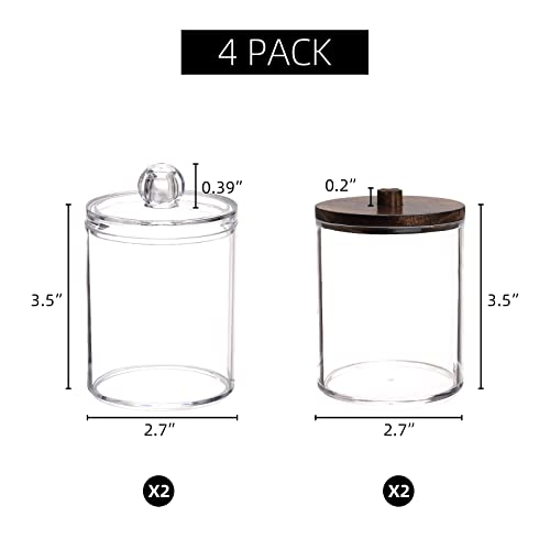 Tecbeauty 4 Count Cotton Swab Holder For Bathroom - Cotton Pads Qtip Holder With Lid - 10 Oz Qtip Dispenser #TOP1