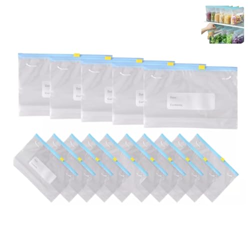 Kit 10 Sacos Herméticos G – Zip Abre e Fecha, Reutilizável, Livre BPA – Para Congelar, Armazenar e O