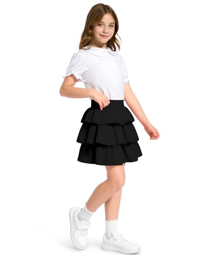 Image of KEREDA Girls Skirt Kids Casual 3-Layer Ruffle Skort School Uniform Skirts for Girls