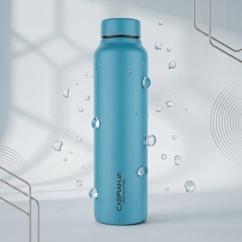 Image of CASPIAN / / / Astra Stainless Steel Water Bottle 1 litre (1000 ml) | Single Wall, Leakproof & BPA-Free | Reusable Metal Bottle for Fridge, Home, Office, Gym, School & Travel, Tropical Teal, Pack of 1