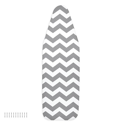 Image of Encasa XO Ironing Board Cover with 3mm Thick Felt Pad for Steam Press (Fits Standard Medium Boards of 112x34 cm) Heat Reflective, Scorch & Stain Resistant, Printed - Zig Zag