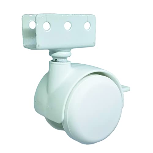 Kit 2 Rodizio para moveis Giratório com freio + 2 sem freio 50mm Perfil U 16mm Branco Squadroni