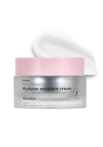 Hanskin Hyaluron Moisture Cream – Korean Hydrating Cream for Glass Skin | Hyaluronic Acid, Niacinamide & Vitamin E | Lightweight Moisturizing Cream for Sensitive & Dry Skin | K-Beauty (1.69 fl oz)