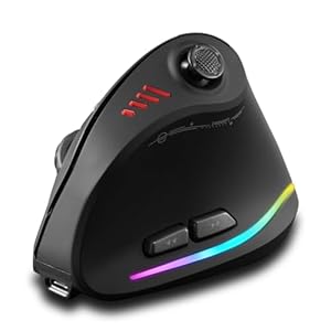 zelotes Kabellose Bluetooth Maus mit Joystick,24.000 DPI,11 Programmierbare Tasten, RGB,USB Optische Gaming Maus Kabellos,Vertikale Ergonomische Funkmaus für Laptop,PC,Tablets,Schwarz