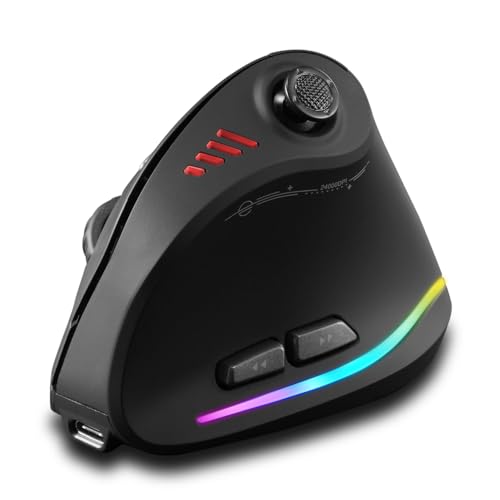 zelotes Kabellose Bluetooth Maus mit Joystick,24.000 DPI,11 Programmierbare Tasten, RGB,USB Optische Gaming Maus Kabellos,Vertikale Ergonomische Funkmaus für Laptop,PC,Tablets,Schwarz