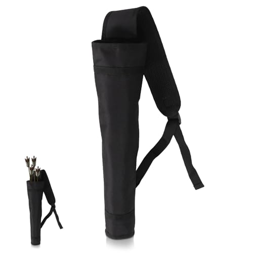 Agatige Archery Lightweight Back Arrow Quiver, Portable Black Large Capacity Arrows Bag Archery Quiver Back Adjustable Shoulder Strap Arrow Backpack Bag Holder Hold 20 Arrows for Target Practice