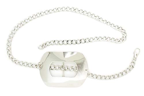 Tfj Women Fashion Skinny Belt Hip High Waist Silver Metal Chain Square Buckle M L Xl #TOP8